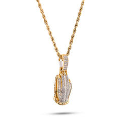 Mens Religious Praying Hands 0.50CTW Natural Diamond 10k Gold Baguette/Round Pendant Charm 3.8gm