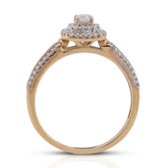 10k Yellow Gold 1.25CTW Natural Diamond Solitaire Centre Halo Square Womens Ring 3.1gms