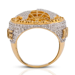 10k Yellow Gold "THE WORLD IS YOURS" 1.375CTW Natural Diamond Mens Ring 11.9gms