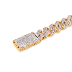 925 Yellow Sterling Silver 3.52CTW Natural Diamond Curb Cuban Link 8.5MM 8" Bracelet 20gms