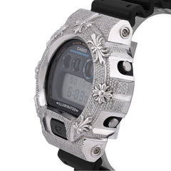 Casio G-Shock DW-6900 3.5 CT Natural Diamond Iced Out White Chrome Heart Cross Watch