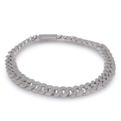 925 Sterling Silver 3.625CTW Natural Diamond 8MM Round Cuban Link Men Women 8" Bracelet 23gms