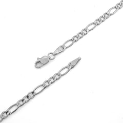 10k White Gold Hollow Figaro Chain 2MM to 10.6MM Necklaces All Lengths Available 14" to 30"