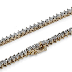 3.1MM 10k Yellow Gold 2CTW Natural Diamond Illusion Set Tennis Chain 20" Men Women Necklace 22.5gm