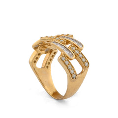 Cuban Natural Diamond 4.15CTW 10k Gold Baguette/Round Mens Pinky Ring 5.7gms