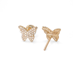 14k Yellow Gold 0.38CTW Natural Diamond Butterfly Studs Womens 1.17g Earring