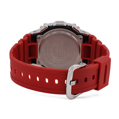 Casio G-Shock DW-5600 4.50 CT Natural Diamond White Iced Out Bezel Red Digital Watch