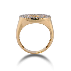 10k Gold Dollar Sign $ Round 0.70CTW Natural Diamond Cuban Edge Mens Pinky Ring 9.6gms