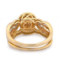 Round Halo Diamond Women Ring w/ Band Natural 1.29CTW 10k Yellow Gold 4.1gms