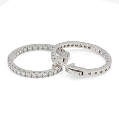 925 Sterling Silver 2 CTW Lab Diamond Hoop Earring Womens Studs 6gms
