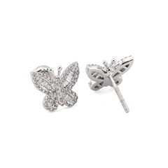 10k White Gold 0.44CTW Round/Baguette Natural Diamond Butterfly 2.2gms Stud