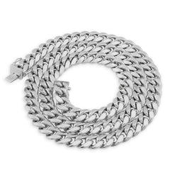 10k White Gold Solid Miami Cuban Chain 8.5gms to 437.4gms Necklace 3.6MM to 16MM Lengths Available 16" to 30"