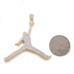 AIR JORDAN 10k Gold 2CTW Natural Diamond Pendant Mes Number23 Charm 11.2gms