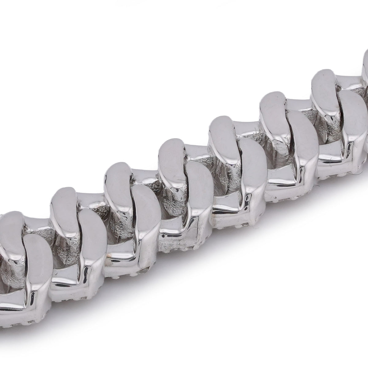 925 Sterling Silver 5CTW Natural Diamond 8MM Snake Cuban 8" Men Women Bracelet 25.1gms
