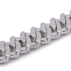 925 Sterling Silver 5CTW Natural Diamond 8MM Snake Cuban 8" Men Women Bracelet 25.1gms