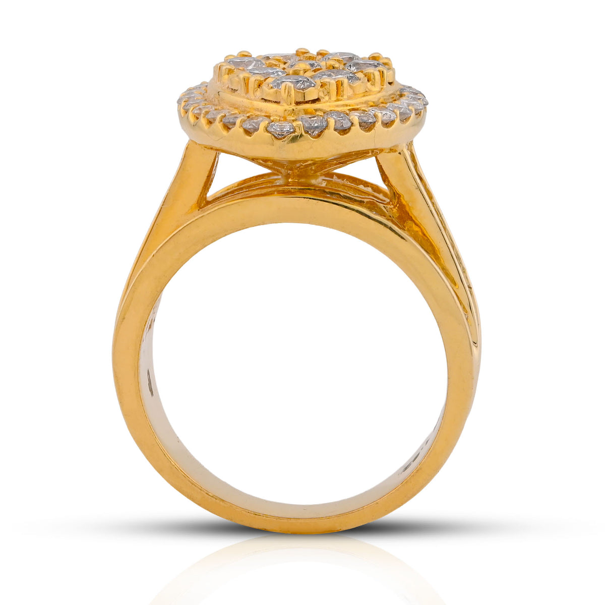 10k Yellow Gold Tear Drop Shape Mosaic Set Halo 1.51CTW Natural Diamond Womens Ring 10g