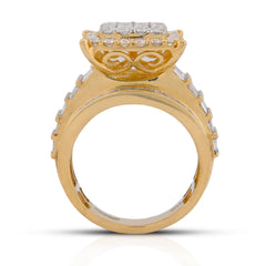 10k Yellow Gold 3CTW Natural Diamond Side Baguette Square Square Centre Womens Wedding Ring 9.6gm