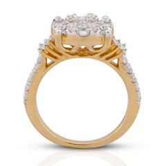 1CTW Natural Diamond Cluster Flower Set Women Ring 10k Yellow Gold 5.6gms