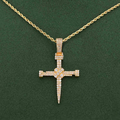 Nail Cross 2CTW Natural Diamond 10k Gold Charm Pendant 6.3g For Mens