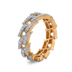 Cuban Link Infinity Band 3CTW Natural Diamond 10k Gold Mens Pinky Ring 5g