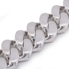 12MM 925 Sterling Silver Rectangular Cuban Link 5.625CTW Baguette/Round Natural Diamond 8" Mens Bracelet 43.8g
