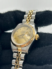 Rolex Datejust Lady Champagne Stick Dial on 2 Tone Jubilee D Link Bracelet Ref. 69173 1987