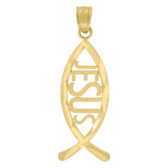 10kt Yellow Gold Diamond-Cut Unisex Jesus Christian Religious Charm Pendant
