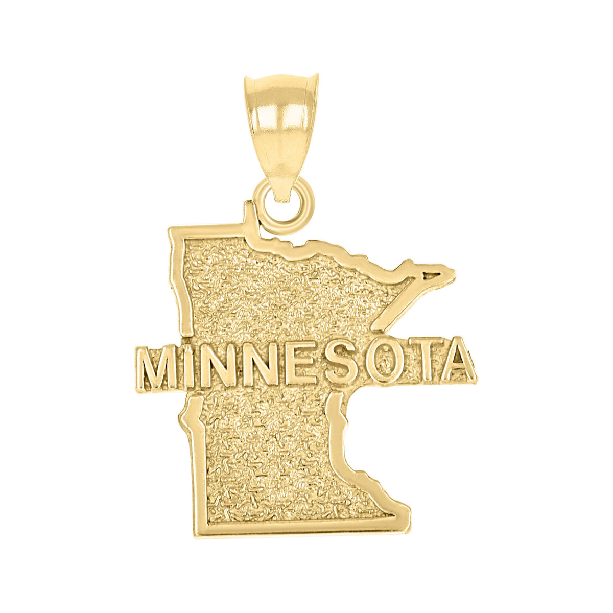 10kt Yellow Gold Textured Unisex Minnesota State Charm Pendant