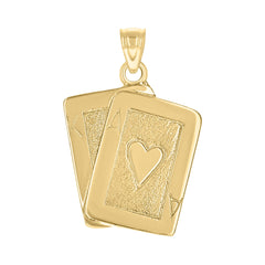 10kt Yellow Gold Textured Mens Playing Cards Ace Gambling Charm Pendant