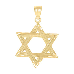 10kt Yellow Gold Diamond-Cut Unisex Star Of David Religious Charm Pendant