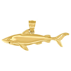 10kt Yellow Gold Unisex Shark Animal Charm Pendant