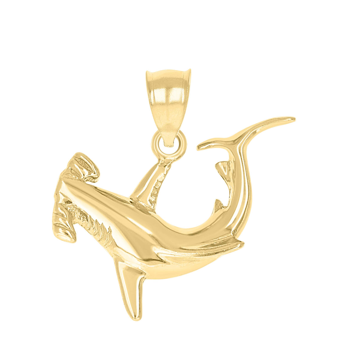 10kt Yellow Gold Unisex Hammerhead Shark Animal Charm Pendant
