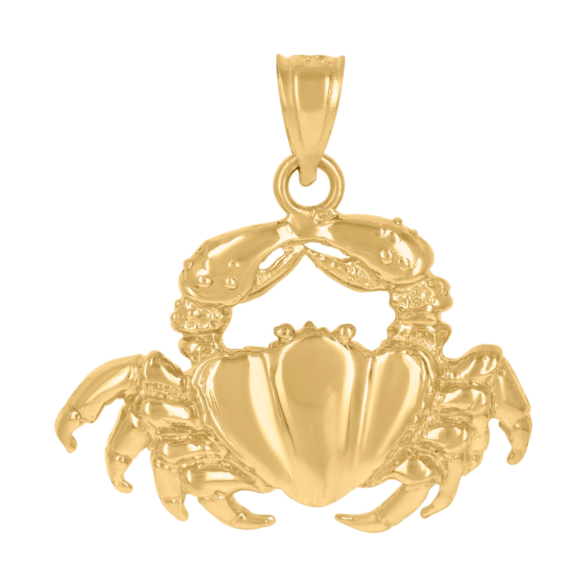 10kt Yellow Gold Diamond-Cut Unisex Crab Animal Charm Pendant