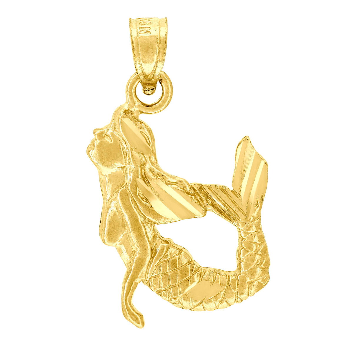 10kt Yellow Gold Womens Mermaid Charm Pendant