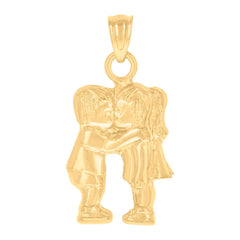10kt Yellow Gold Unisex Boy And Girl Kissing Charm Pendant