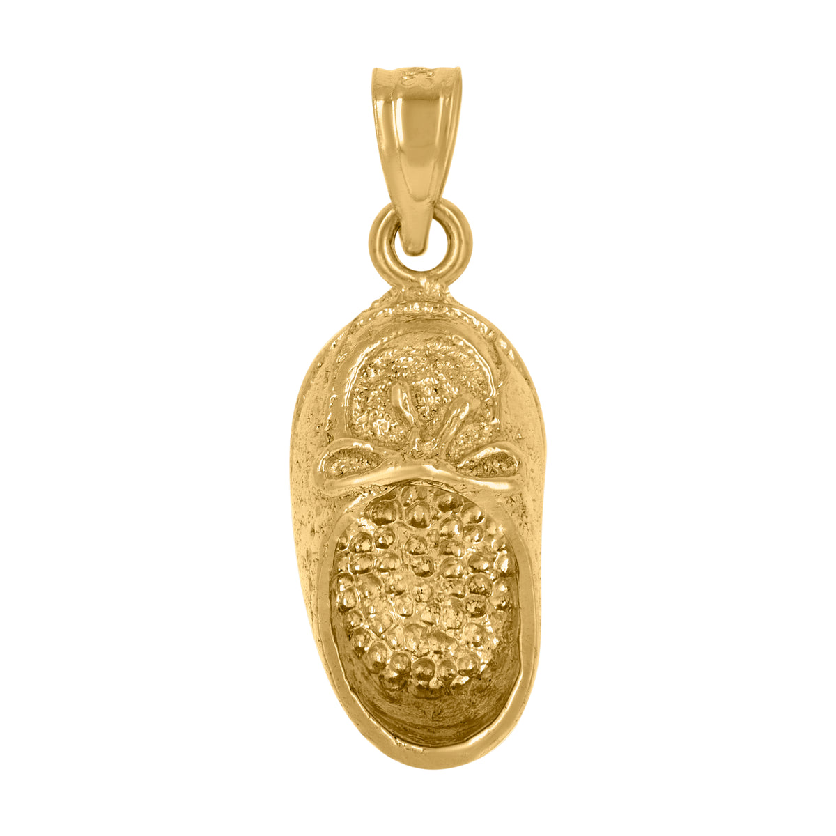 10kt Yellow Gold Textured Baby Shoe Charm Pendant