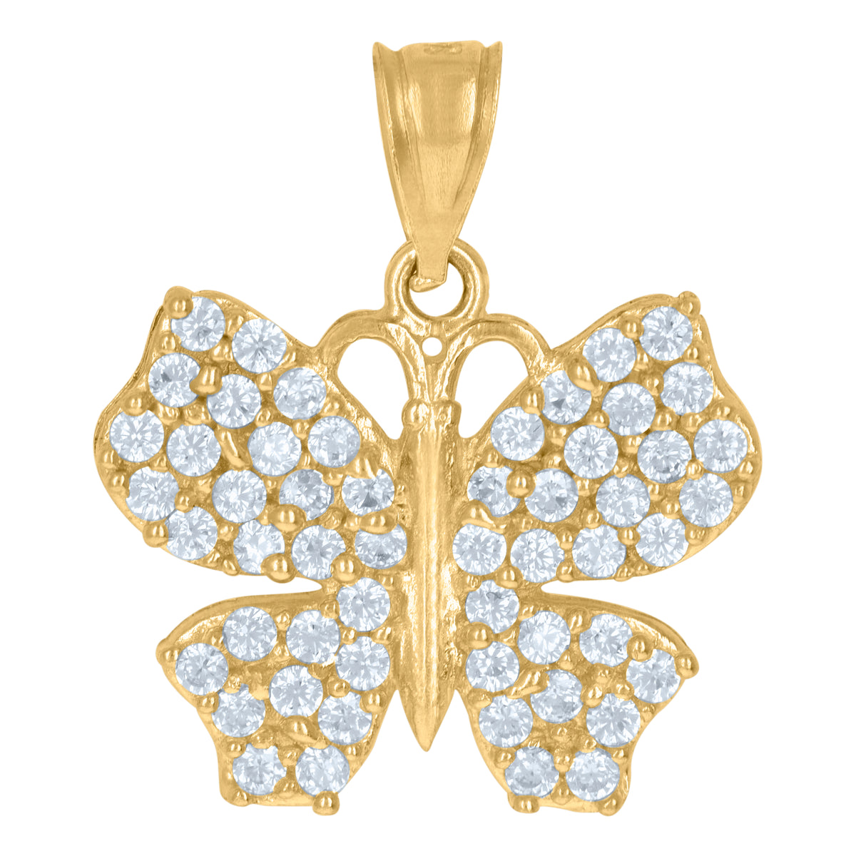 10kt Yellow Gold Womens Cubic Zirconia Cubic-Zirconia Butterfly Nature Charm Pendant