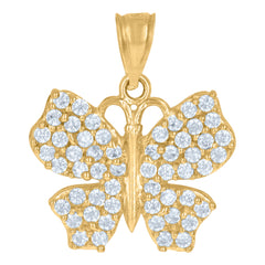 10kt Yellow Gold Womens Cubic Zirconia Cubic-Zirconia Butterfly Nature Charm Pendant