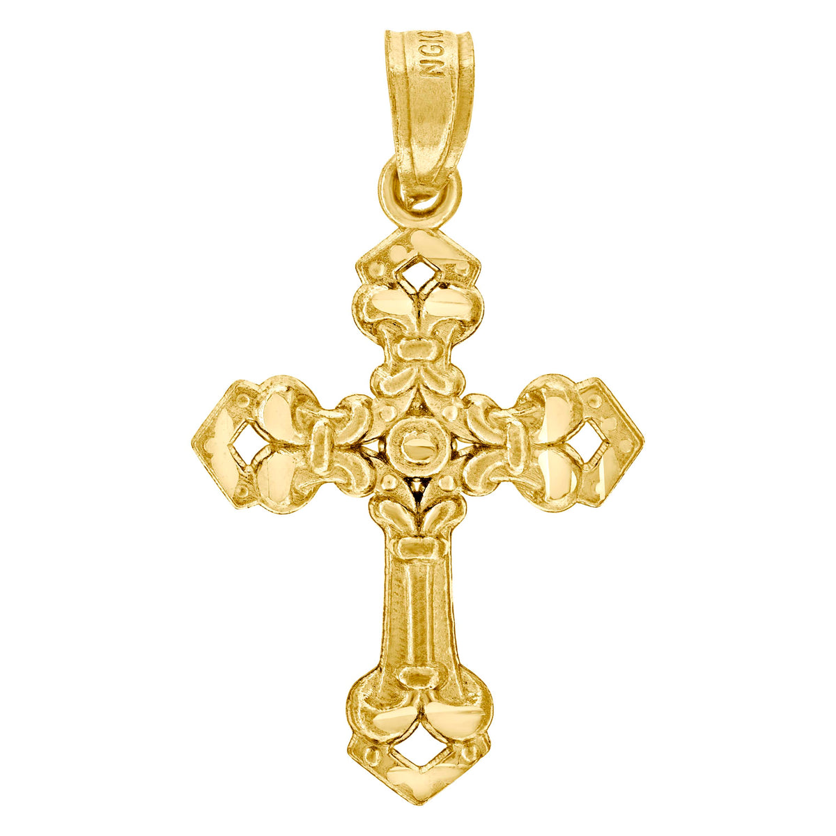 10kt Two-Tone Gold Unisex Diamond-Cut Initial O Charm Pendant