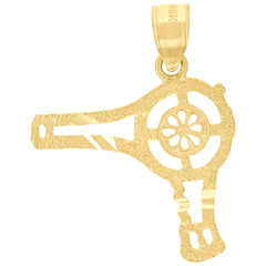 10kt Yellow Gold Diamond-Cut Womens Hair Dryer Tools Charm Pendant