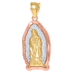 10kt Gold Tri-Color Unisex Guadalupe Mary Religious Charm Pendant