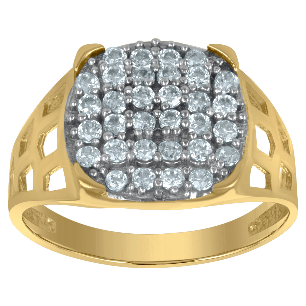 10kt Two-Tone Gold Cubic Zirconia Globe In Hands Charm Pendant