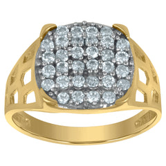 10kt Two-Tone Gold Cubic Zirconia Globe In Hands Charm Pendant