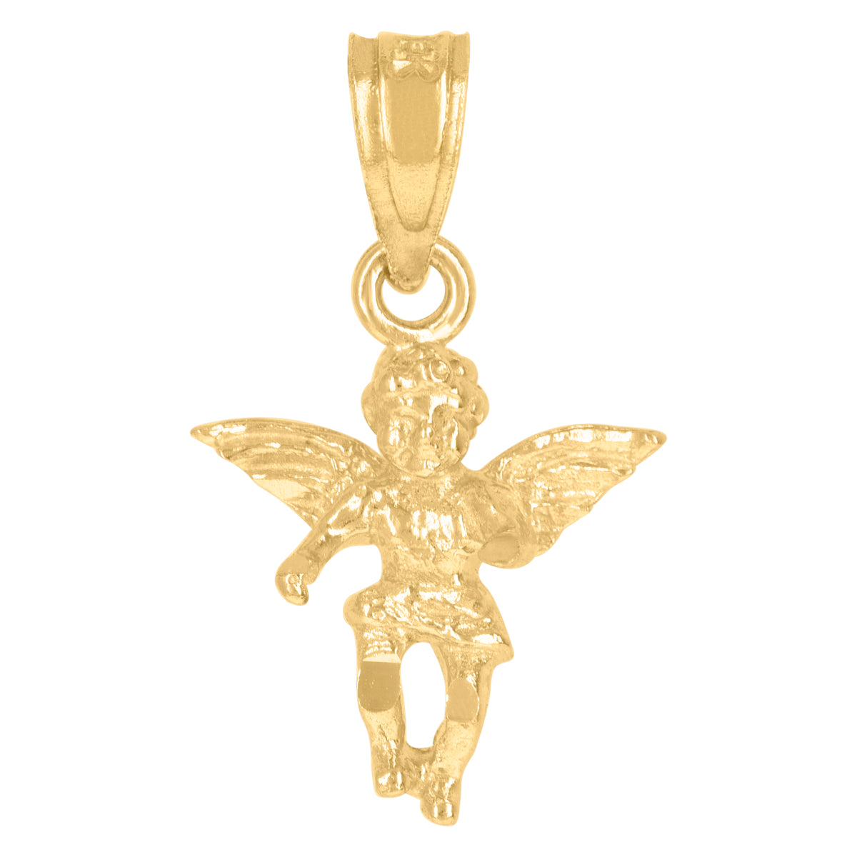 10kt Yellow Gold Diamond-Cut Womens Angel Religious Charm Pendant