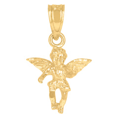 10kt Yellow Gold Diamond-Cut Womens Angel Religious Charm Pendant