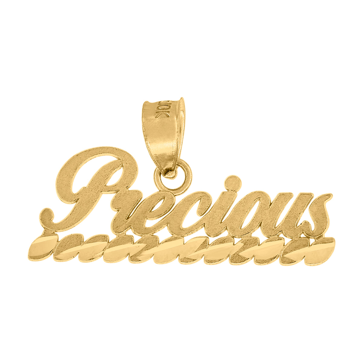 10kt Yellow Gold Diamond-Cut Unisex Precious Letters & Words Charm Pendant