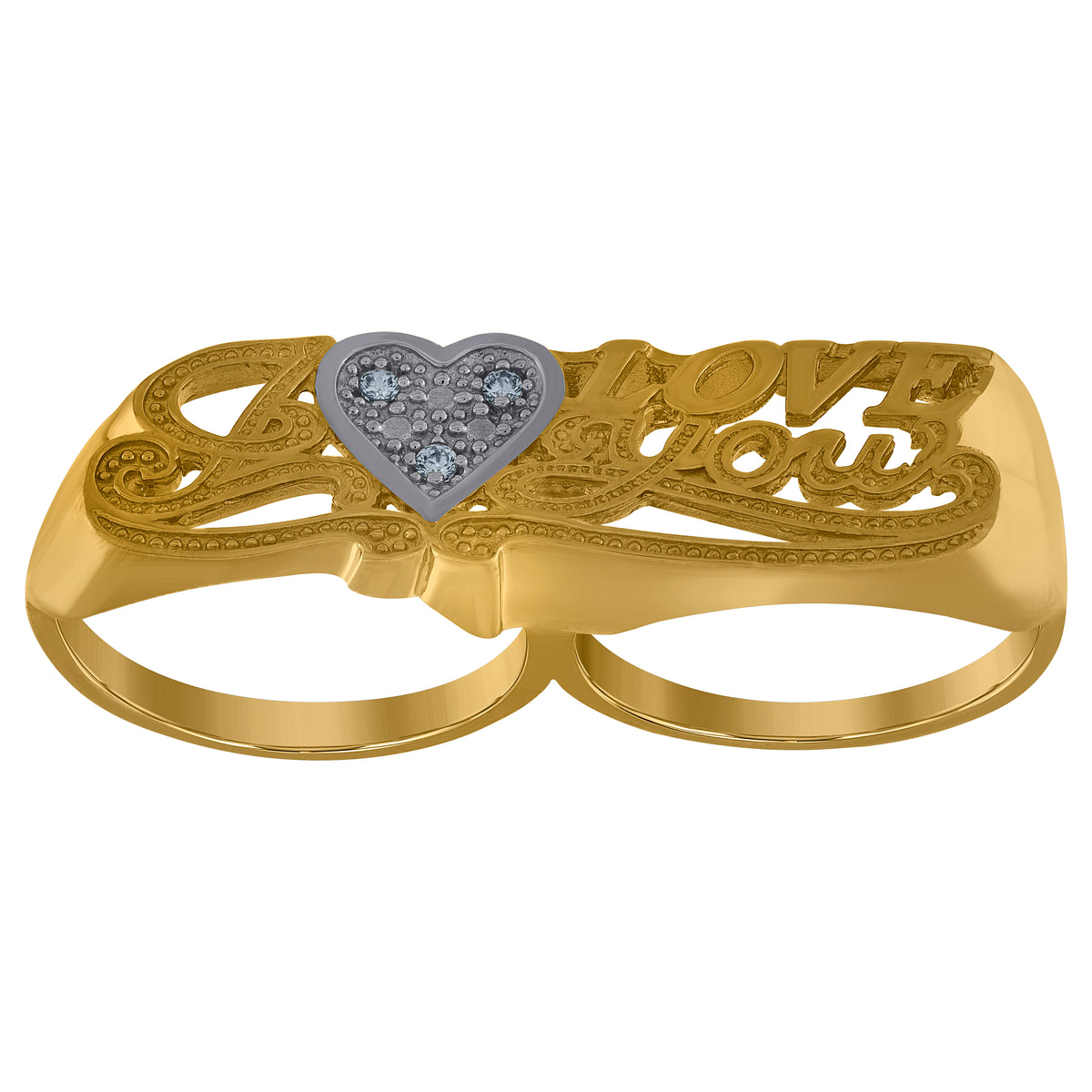 10kt Two-Tone Gold Mens Cubic Zirconia Guadalupe Religious Ring