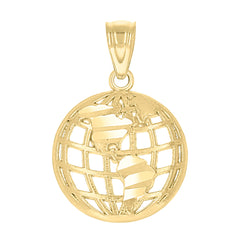 10kt Yellow Gold Unisex World Globe Charm Pendant
