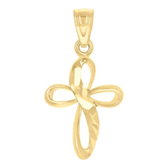 10kt Two-Tone Gold Mens Women Diamond-Cut Cross Religious Charm Pendant