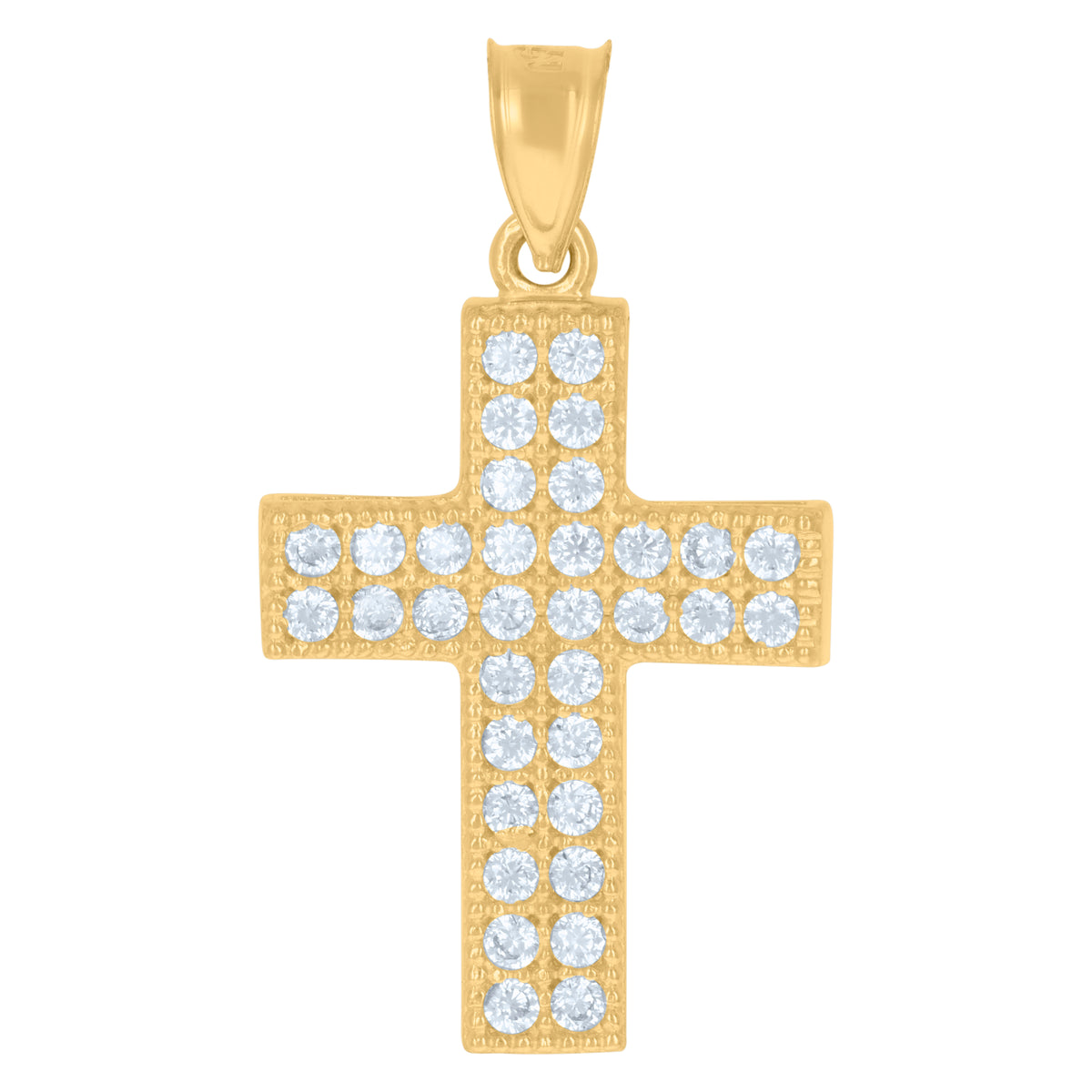 10kt Two-Tone Gold Unisex Cubic-Zirconia Crucifix Jesus Religious Charm Pendant